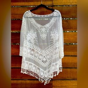 Sheer embroidered cover-up